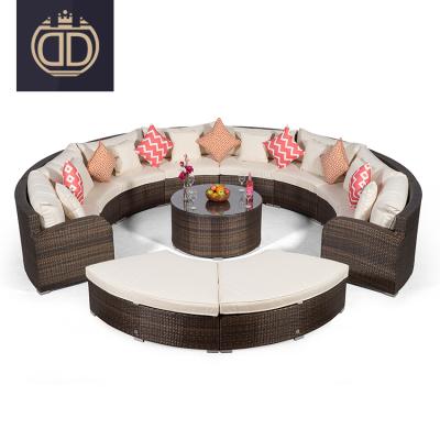 China Modern Home Half Moon Rattan Sofa Outdoor Garden Furniture Set Semi Circle Rattan Sofa Furniture Outdoor Garden Sets for sale