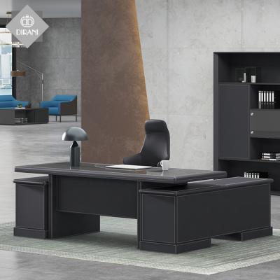 China Office Furniture Customized Available Desk With Locking Drawer Executive Standard Office Workstation Modern Modular L Shaped Black Desk for sale