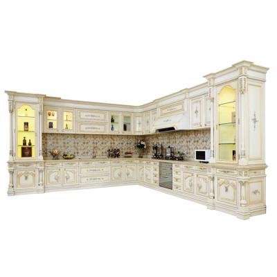 China European Luxury Royal Oak Solid Wood Canvas Prefinished Wooden Buffet Cabinet Design Side Cabinet for sale