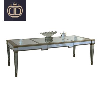 China Antique Furniture Easy To Clean High Glossy Mirror Table Dining Commercial Classic Mirrored Glass And Mirror Dining Tables for sale