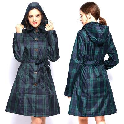 China Japanese Green Long Singlet Waterproof Clothing Stain Goods Plaid Ditch Coat Raincoat Raincoat Light Japanese Poncho for sale