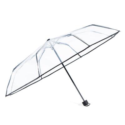 China Modern Fully Automatic Transparent Folding Umbrella Three Times Self Folding Umbrella Thickening for sale