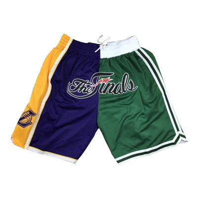 China Breathable Men's Embroidered Mesh Basketball Shorts Classical Team Basketball Uniform Shorts With Drawstring Pocket for sale