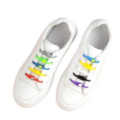 China New Arrival Round Lazy Free Tie Small Buckle Elastic Adult Canvas Shoes Shoestring White Color No Tie Lace Silicone Laces for sale