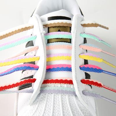 China Hot Selling Flat Border Color-blocked Small White Shoes Laces Shoes 140cm Color Matching Canvas Flat Sneakers for sale