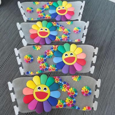 China 2022 New Creative PVC Kids Style Customizable Layout Drop Sunflower DIY Shoe Kids Vamp Plastic PVC Upper Clear Upper for sale