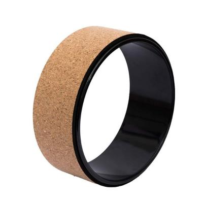 China Stretching and Massaging Your Shoulders and Back Fitness Cork Yoga Wheel Cork Wheel for Yoga OEM Bubble Bag Customize Logo Base on 200pcs Cork+black 1.35kg/pc for sale