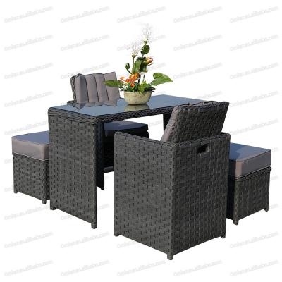 China Modern Waterproof Material For Hotel Wholesale Complete OEM Outdoor Garden Dining Conversation Set Rattan Patio Furniture for sale