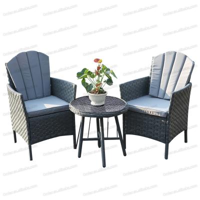 China Modern French Outdoor Setting Bistro Chairs Table Set Garden Patio Balcony Rattan Furniture for sale