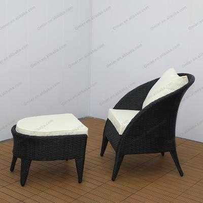 China Modern Wholesale High Back UV Resistant PE Rattan Chairs Outdoor Ottoman Table Sun Beds Furniture for sale