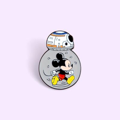 China New Creative ALLOY BB8 Mickey Mouse Running Robot Spaceship Cartoon Pin Badge Brooch for sale