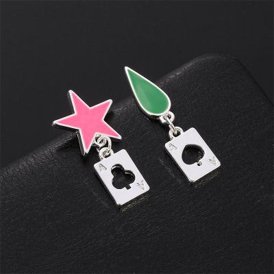 China XHUNTER Cosplay TRENDY Anime Earrings For Men Women Hisoka Teardrop Poker Stud Earring Clip Earring Jewelry Accessories Gift for sale