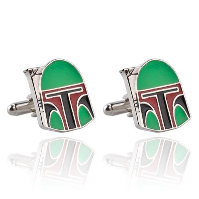 China ALLOY Wholsale Mens Cufflinks French Movie Starwars Boba Fett Helmet Cufflinks For Men's Gift for sale