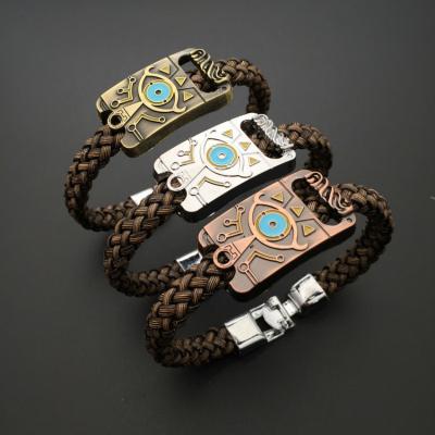 China Vintage Game Anime Knit Bracelets The Legend of Zelda Cosplay Buttresses Retro Style Metal Leather Bracelet & Wristband For Women Men for sale