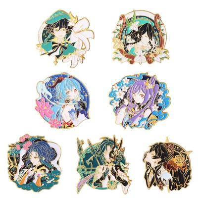 China ALLOY Game Genshin Impact Venti Keqing Xiao Ganyu Pins Metal Badge Button Brooch Pins Collectible Medal Souvenir Cosplay Pendant Gift for sale