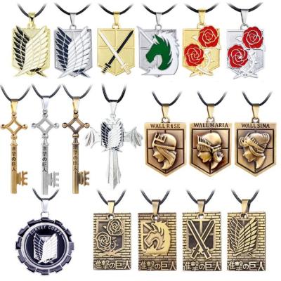 China Vintage Attack On Titan Necklace Eren Key Shingeki No Kyojin Retro Fashion Pendant Vintage Anime Jewelry For Men Cosplay for sale