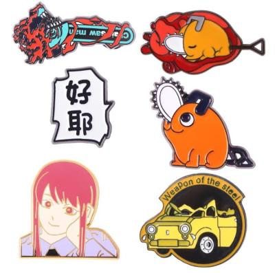 China ALLOY Steel Pins Brooch Pin Pochita Makima Brooches Car Pin Weapon Cartoon Anime Chainsaw Man Pin for sale