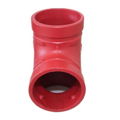 China Ductile Iron Pipe Fittings Grooved Reducing Tee Grooved Mechanical Tee Cast Iron Thread Pipe Fittings Customized for sale