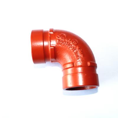 China Easy Installation Ral3000 Red Color Fire Fighting Ductile Iron Grooved Pipe Fitting 90 Degree Elbow ANSI Grooved End Pipe Fittingansi Grooved End for sale