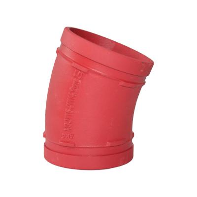 China Hose Lines Connect New Hot Selling High Quality 22.5 Degree Cast Iron Fire Fighting Hose Grooved Elbow For Fire Fighting System for sale