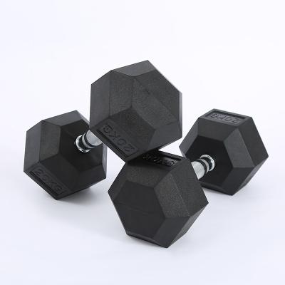 China Eco-friendly Hexagon Strength Gym Factory Direct Sales Dumbbell Set Rubber Dumbbell Set Training 10kg 20kg 30kg 40kg for sale