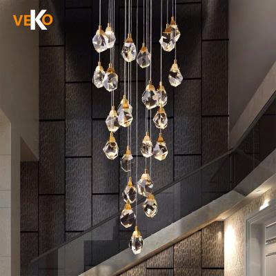 China Long Modern Crystal Chandelier Spiral Chandelier For Hotel Home Hotel Home Copper Metairal Lights +k9 Crystal Led Pendant Lights for sale