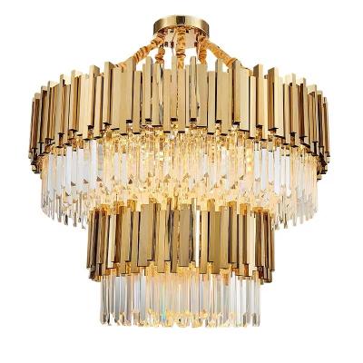 China Modern Italian Crystal Chandelier Stainless Steel For Living Room Restaurant Dining Room Large Chandeliers for sale