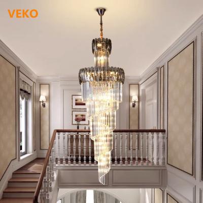 China Modern Stairs Chandelier Customize Decorative Modern Design For Large Living Room Long Crystal Chandeliers for sale