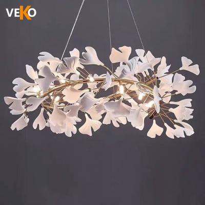 China Modern Ceramic Ginkgo Leaf Chandelier Living Room Lighting Luxury Chandelier For Bedroom Modern Chandelier Luxury for sale