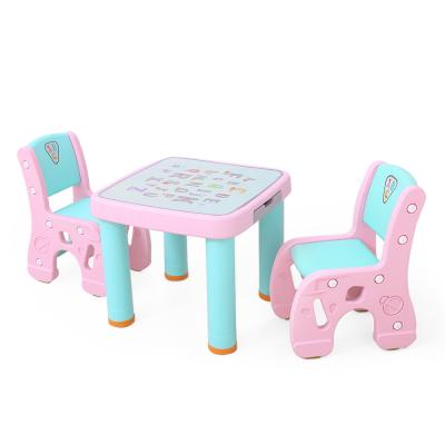 China Double Colors Environmental Material Baby Learning Table And Study Desk Chair Set Safe Plastic Baby Furniture Wholesale for sale