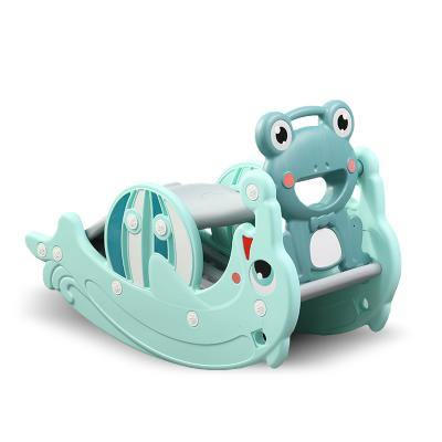 China Dolphin 2021 Best 3 in 1 Light Purple and Green Toddler Climb and Animal Rocker with Basketball Hoop Rocking Horse Slide for Baby for sale