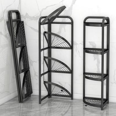 China Folding Oven Shelf Stand Kitchen Appliances Storage Racks Metal Frame Microwave Standable Storage Rack for sale