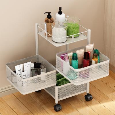 China Minimalist Square Rack Kitchen Shelf Storage 4 Tier New Product Revolving Fruit And Vegetable Cart for sale