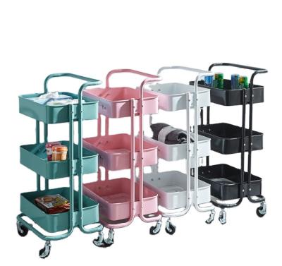 China Modern Chinese Home Kitchen Storage Supplier 3 Layer Mobile Metal Trolley for sale