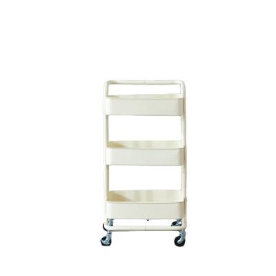 China Modern Hot Selling 3-Layer Product Kitchen Metal Rolling Small Wine Cart Storage Trolley for sale