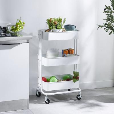 China Modern Metal 3-Tier Rolling Storage Cart Organizer with Locking Wheels for Home for sale