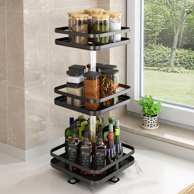 China 3 Tier Multifunctional Home Corner Countertop Storage Organizer Adjustable Rotating Adjustable Kitchen Shelf Movable Spice Rack for sale