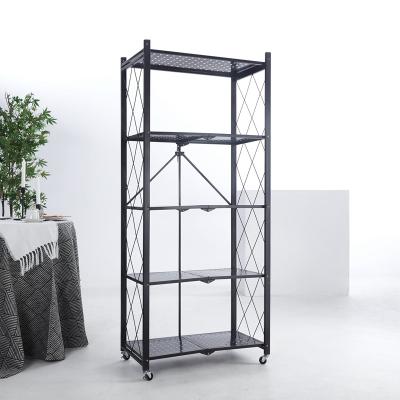 China Viable 5-Tier Mesh Multifunction Utility Cart Metal Kitchen Storage Cart with 4 Lockable Wheels for Home for sale