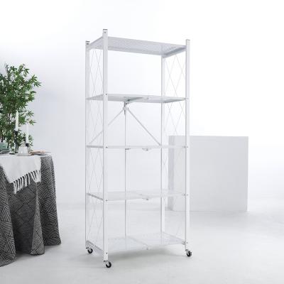 China Sundries Basket Storage Crates Kitchen Metal Folding Rack Viable Multilayer Sorting Vegetable Shelf for sale