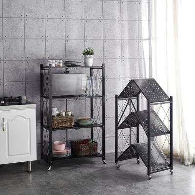 China Sustainable 4 Tier Mesh Wire Metal Basket Storage Organizer Rack Rolling Cart For Kitchen for sale