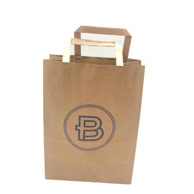 China Take Out Food Packing Kraft Paper Bags Flat Handle 7