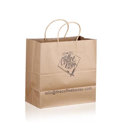 China Take Out Food Packing Kraft Paper Bags Flat Handle 7