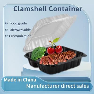 China Caja de envasado de plástico reutilizable para alimentos con tapa con bisagra de PP Contenedor de concha de almeja Microondas 10.2 ×10.2 ×3.2 en venta