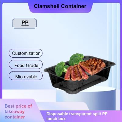 China Verscheidene maten Takeaway-maaltijdcontainer voor de vraag van de PP-markt, wegwerpbare transparante split PP-lunchbox Te koop