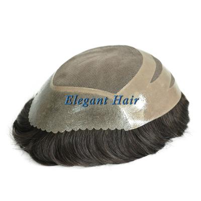 China Mono Lace Toupee With PU Skin Front Men Toupee Human Hair 2526 for sale