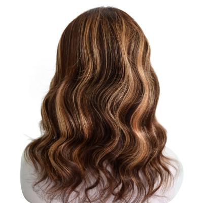 China Full Lace Hair Wig Stock 4x4 Highlight Silk Top Color Front Human Hair Wig With Fast Delivery for sale