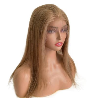 China Silky Straight Wave Stock 14 Inch Color Dark Blonde Hair Full Lace Wig for sale