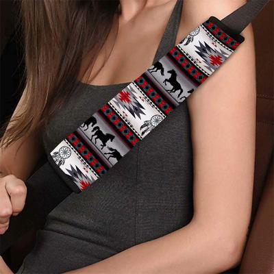 China Luxury Entrance Vintage Horse Printing Car Seat Belt Shoulder Pads Car Decoration Vintage Flower Pattern Car Seat Belt Covers for sale