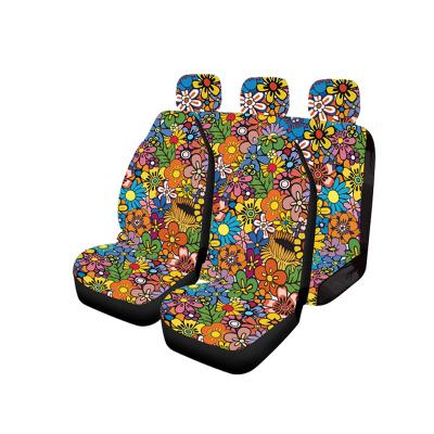 China Universal Sports Car Pattern Sports Car Seat Covers Full Set Fashion Colorful Luxury Car Decoration Colorful Flower Print Car Seat Cover for sale