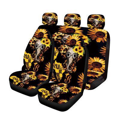 China Universal Sports Elephant Sunflower Pattern Car Seat Covers Full Set Luxury Fashion Car Decoration Sunflower Printing Car Seat Cover for sale